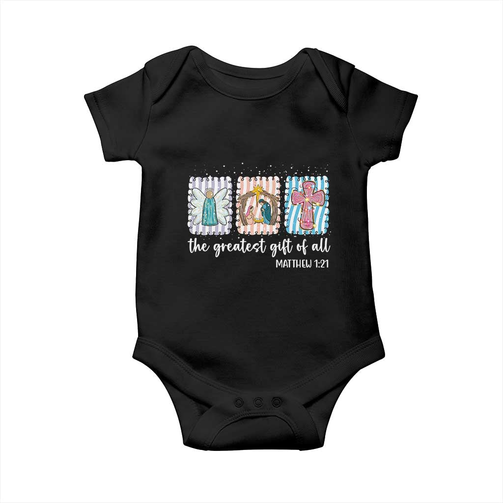 Christian Christmas Baby Onesie The Greatest Gift Of All Jesus Nativity Scene TS11 Black Print Your Wear