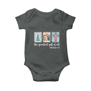 Christian Christmas Baby Onesie The Greatest Gift Of All Jesus Nativity Scene TS11 Dark Heather Print Your Wear