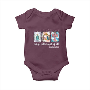 Christian Christmas Baby Onesie The Greatest Gift Of All Jesus Nativity Scene TS11 Maroon Print Your Wear