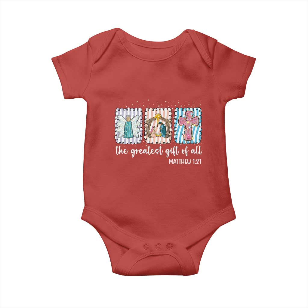 Christian Christmas Baby Onesie The Greatest Gift Of All Jesus Nativity Scene TS11 Red Print Your Wear
