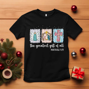 Christian Christmas T Shirt The Greatest Gift Of All Jesus Nativity Scene TS11 Black Print Your Wear