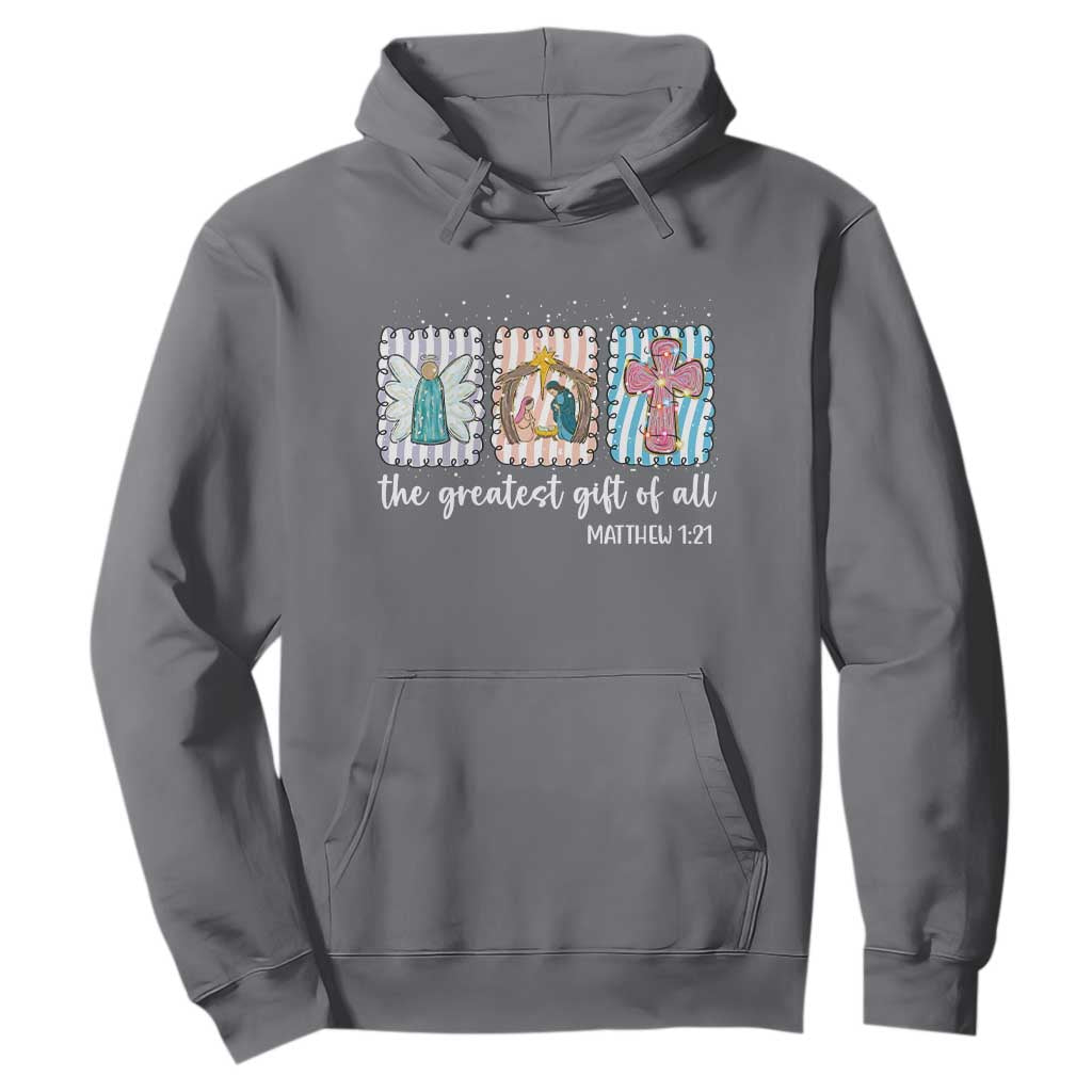 Christian Christmas Hoodie The Greatest Gift Of All Jesus Nativity Scene TS11 Charcoal Print Your Wear