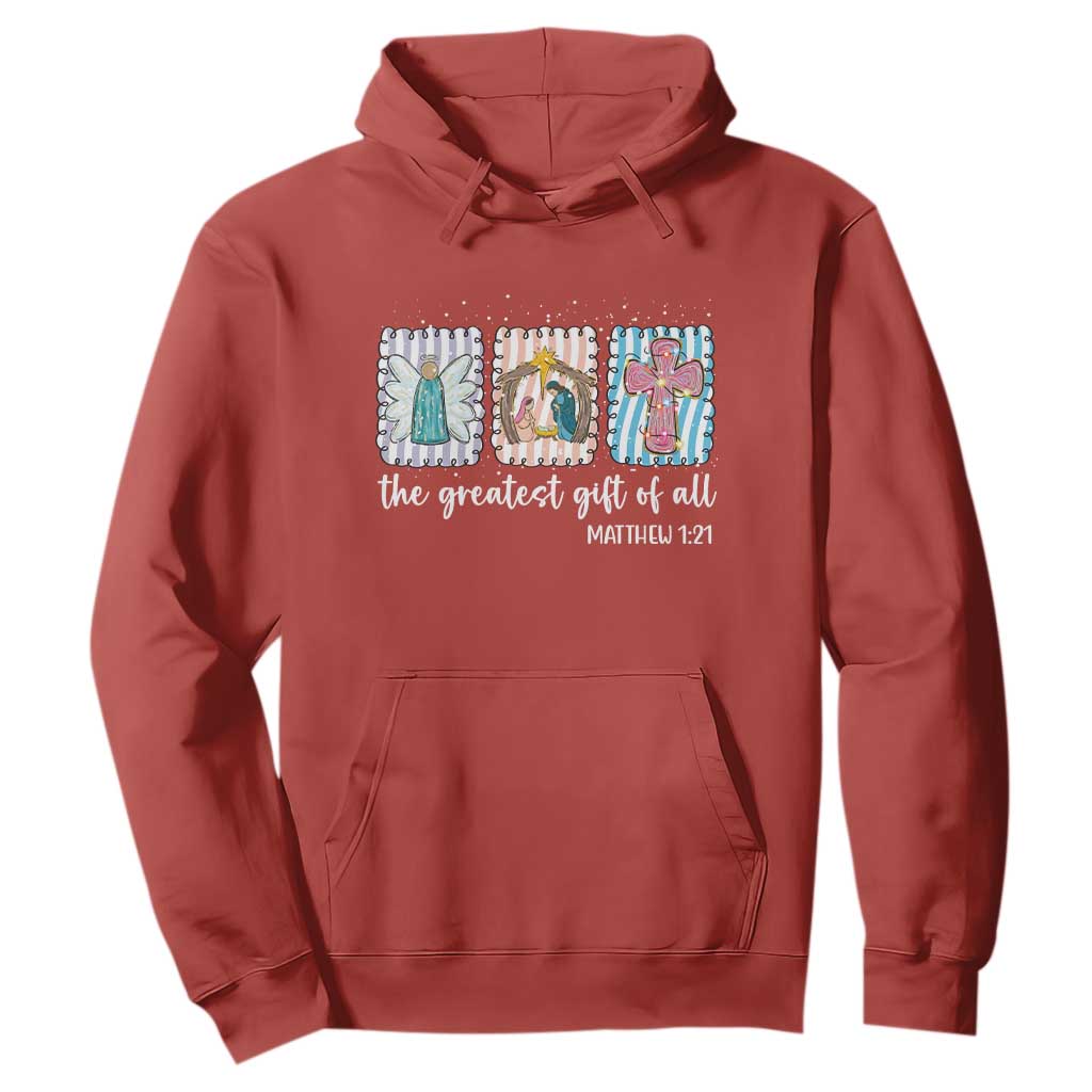 Christian Christmas Hoodie The Greatest Gift Of All Jesus Nativity Scene TS11 Red Print Your Wear
