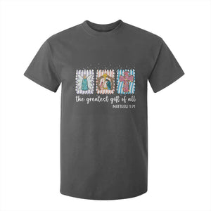Christian Christmas T Shirt For Kid The Greatest Gift Of All Jesus Nativity Scene TS11 Dark Heather Print Your Wear
