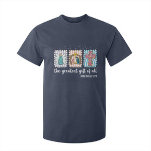 Christian Christmas T Shirt For Kid The Greatest Gift Of All Jesus Nativity Scene TS11 Navy Print Your Wear