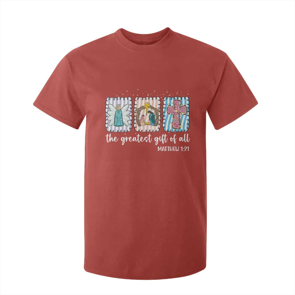 Christian Christmas T Shirt For Kid The Greatest Gift Of All Jesus Nativity Scene TS11 Red Print Your Wear
