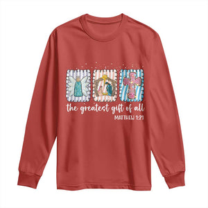 Christian Christmas Long Sleeve Shirt The Greatest Gift Of All Jesus Nativity Scene TS11 Red Print Your Wear