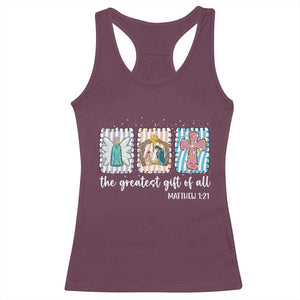 Christian Christmas Racerback Tank Top The Greatest Gift Of All Jesus Nativity Scene TS11 Maroon Print Your Wear