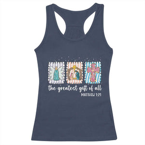Christian Christmas Racerback Tank Top The Greatest Gift Of All Jesus Nativity Scene TS11 Navy Print Your Wear