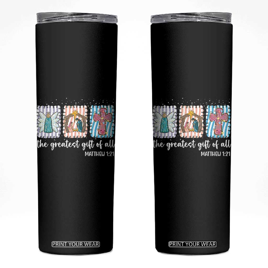 Christian Christmas Skinny Tumbler The Greatest Gift Of All Jesus Nativity Scene TS11 Black Print Your Wear