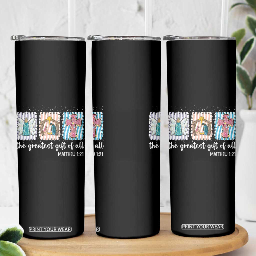 Christian Christmas Skinny Tumbler The Greatest Gift Of All Jesus Nativity Scene TS11 Print Your Wear