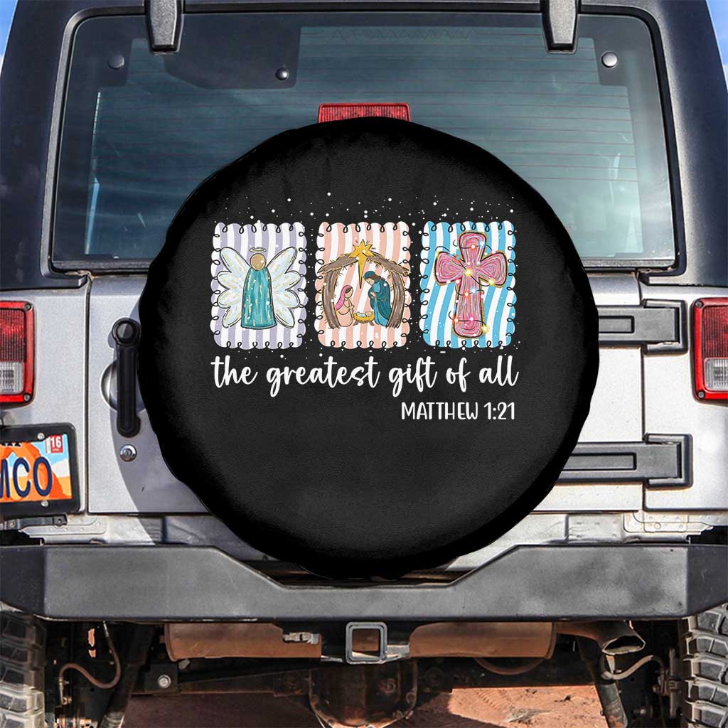 Christian Christmas Spare Tire Cover The Greatest Gift Of All Jesus Nativity Scene TS11 No hole Black Print Your Wear