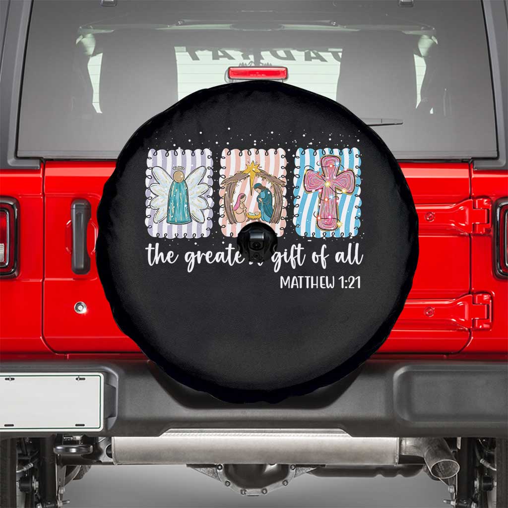 Christian Christmas Spare Tire Cover The Greatest Gift Of All Jesus Nativity Scene TS11 Black Print Your Wear