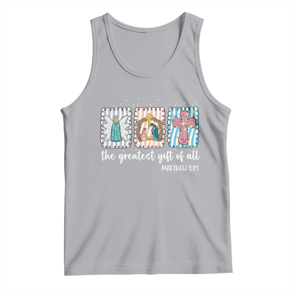 Christian Christmas Tank Top The Greatest Gift Of All Jesus Nativity Scene - Print Your Wear