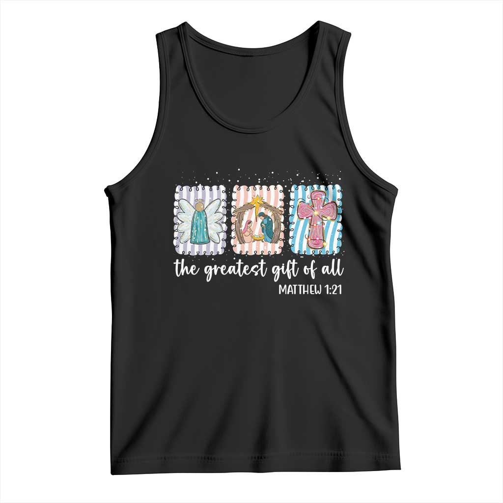 Christian Christmas Tank Top The Greatest Gift Of All Jesus Nativity Scene TS11 Black Print Your Wear