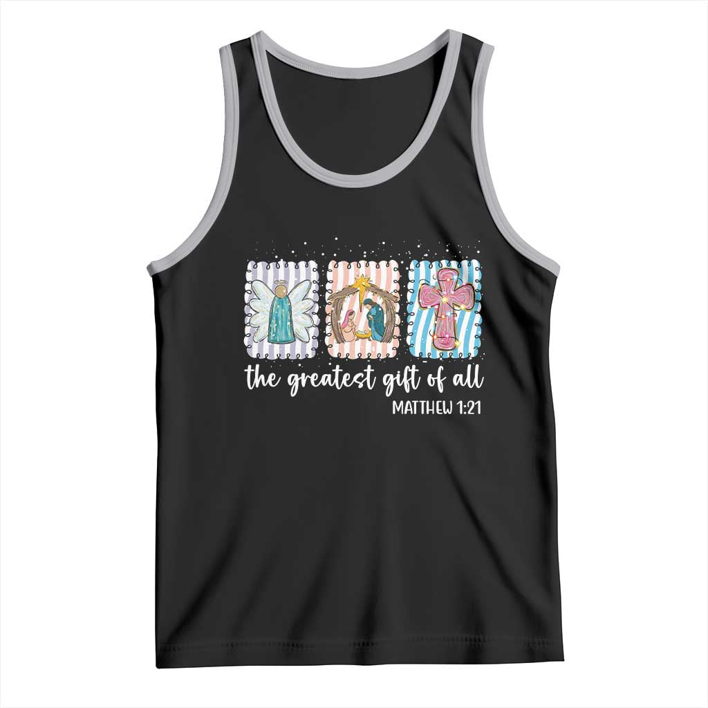 Christian Christmas Tank Top The Greatest Gift Of All Jesus Nativity Scene - Print Your Wear
