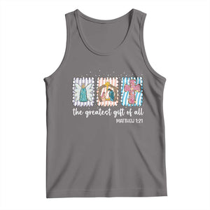 Christian Christmas Tank Top The Greatest Gift Of All Jesus Nativity Scene TS11 Deep Heather Print Your Wear