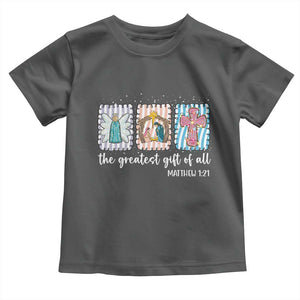Christian Christmas Toddler T Shirt The Greatest Gift Of All Jesus Nativity Scene TS11 Dark Heather Print Your Wear