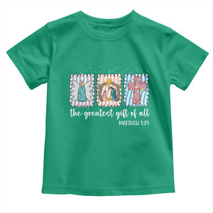 Christian Christmas Toddler T Shirt The Greatest Gift Of All Jesus Nativity Scene TS11 Irish Green Print Your Wear