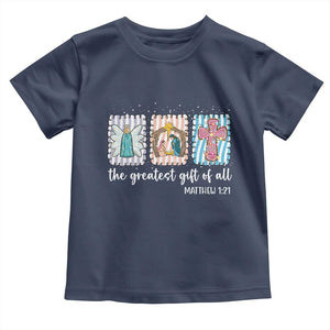 Christian Christmas Toddler T Shirt The Greatest Gift Of All Jesus Nativity Scene TS11 Navy Print Your Wear