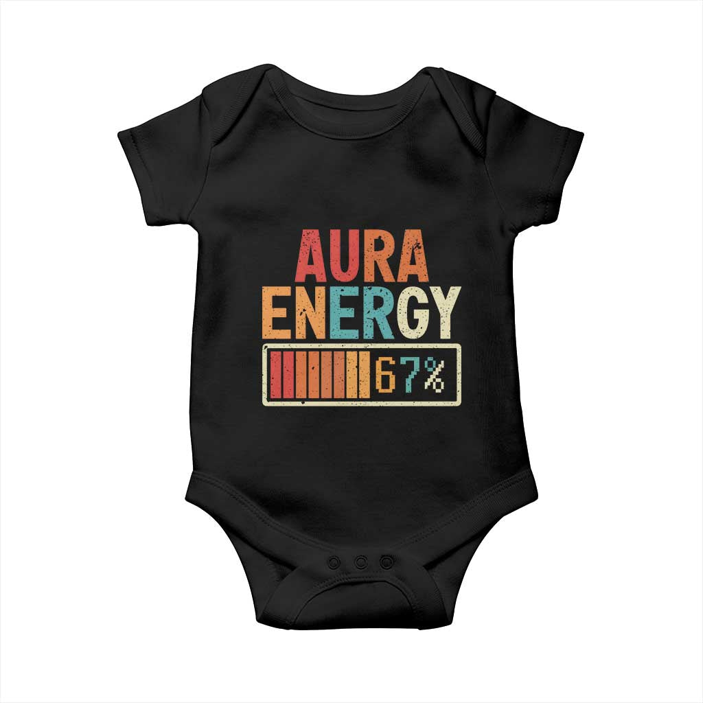 Funny Aura Energy At 67 Baby Onesie Six Seven Meme Gen Alpha Slang TS11 Black Print Your Wear