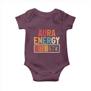 Funny Aura Energy At 67 Baby Onesie Six Seven Meme Gen Alpha Slang TS11 Maroon Print Your Wear
