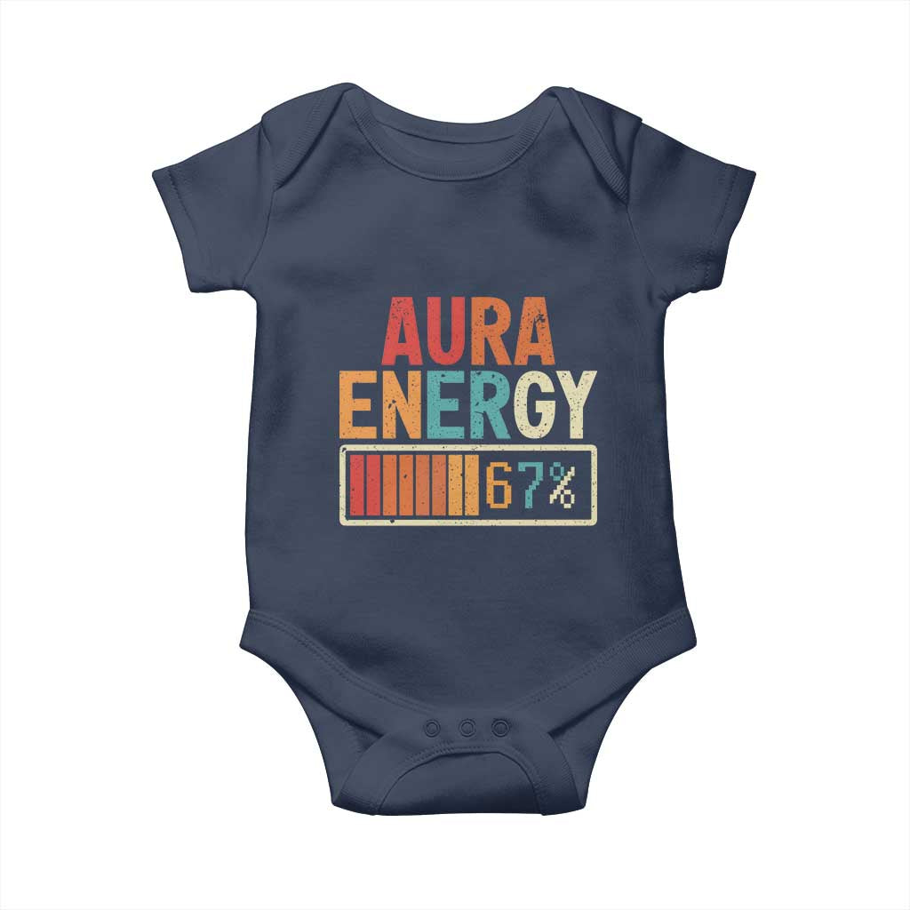Funny Aura Energy At 67 Baby Onesie Six Seven Meme Gen Alpha Slang TS11 Navy Print Your Wear