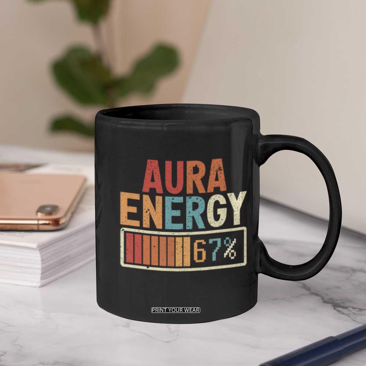 Funny Aura Energy At 67 Coffee Mug Six Seven Meme Gen Alpha Slang TS11 Print Your Wear