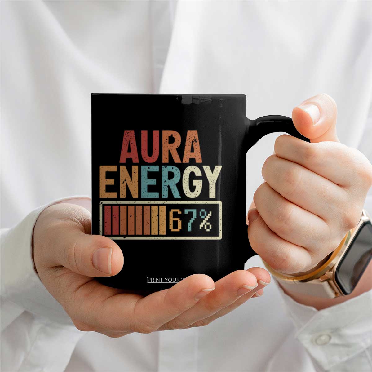 Funny Aura Energy At 67 Coffee Mug Six Seven Meme Gen Alpha Slang TS11 Print Your Wear