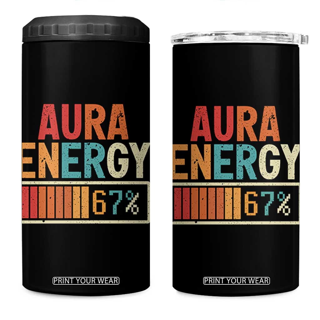 Funny Aura Energy At 67 4 in 1 Can Cooler Tumbler Six Seven Meme Gen Alpha Slang TS11 One Size: 16 oz Black Print Your Wear