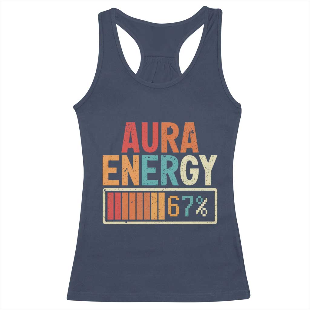 Funny Aura Energy At 67 Racerback Tank Top Six Seven Meme Gen Alpha Slang TS11 Navy Print Your Wear