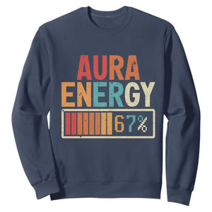 Funny Aura Energy At 67 Sweatshirt Six Seven Meme Gen Alpha Slang TS11 Navy Print Your Wear
