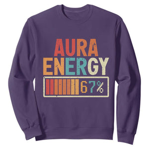 Funny Aura Energy At 67 Sweatshirt Six Seven Meme Gen Alpha Slang TS11 Purple Print Your Wear