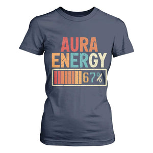 Funny Aura Energy At 67 T Shirt For Women Six Seven Meme Gen Alpha Slang TS11 Navy Print Your Wear