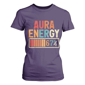 Funny Aura Energy At 67 T Shirt For Women Six Seven Meme Gen Alpha Slang TS11 Purple Print Your Wear