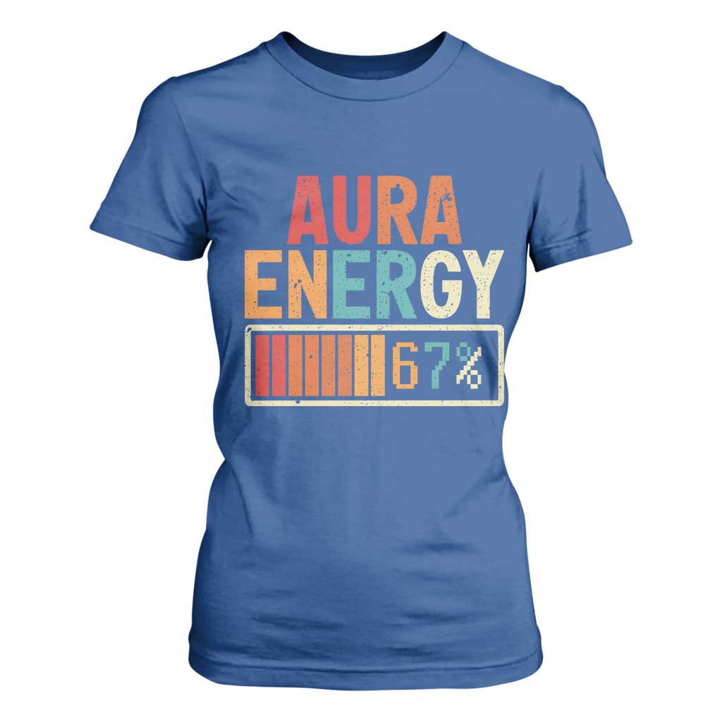 Funny Aura Energy At 67 T Shirt For Women Six Seven Meme Gen Alpha Slang TS11 Royal Blue Print Your Wear
