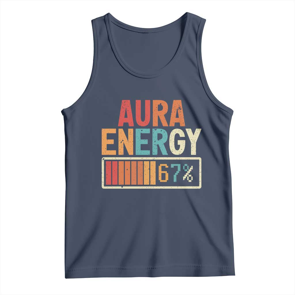 Funny Aura Energy At 67 Tank Top Six Seven Meme Gen Alpha Slang TS11 Navy Print Your Wear