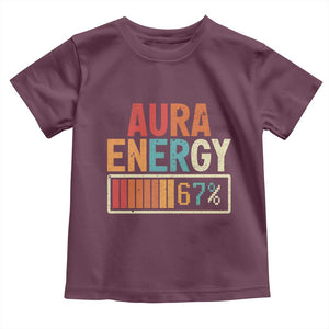 Funny Aura Energy At 67 Toddler T Shirt Six Seven Meme Gen Alpha Slang TS11 Maroon Print Your Wear