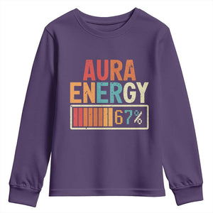 Funny Aura Energy At 67 Youth Sweatshirt Six Seven Meme Gen Alpha Slang TS11 Purple Print Your Wear