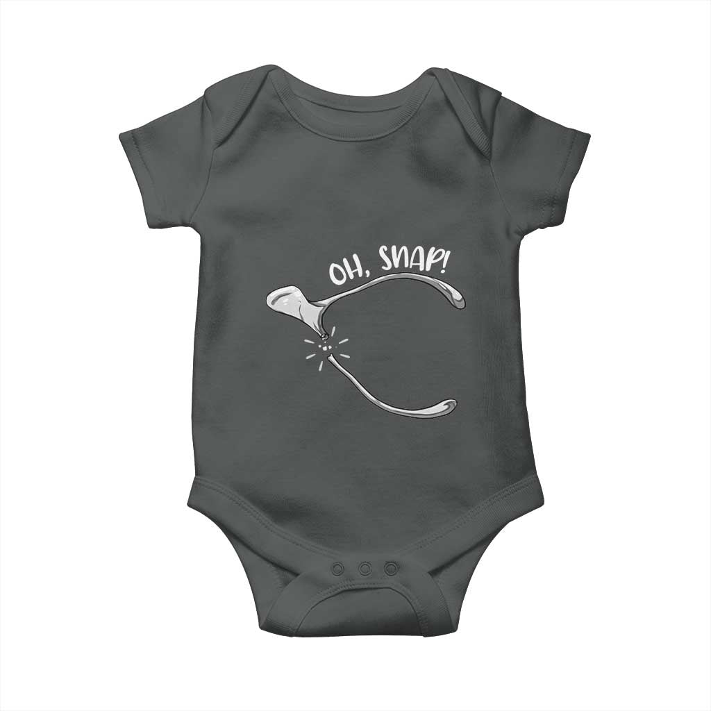 Funny Thanksgiving Oh Snap Baby Onesie Turkey Wishbone TS11 Dark Heather Print Your Wear