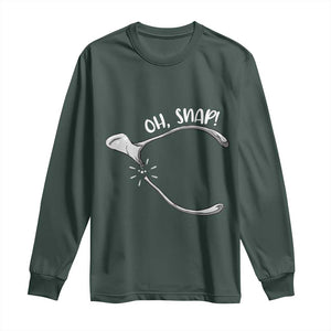 Funny Thanksgiving Oh Snap Long Sleeve Shirt Turkey Wishbone TS11 Dark Forest Green Print Your Wear