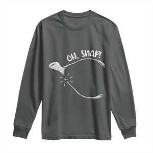Funny Thanksgiving Oh Snap Long Sleeve Shirt Turkey Wishbone TS11 Dark Heather Print Your Wear