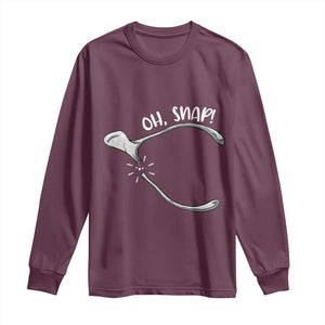 Funny Thanksgiving Oh Snap Long Sleeve Shirt Turkey Wishbone TS11 Maroon Print Your Wear