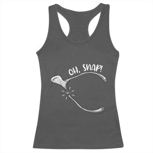 Funny Thanksgiving Oh Snap Racerback Tank Top Turkey Wishbone TS11 Dark Heather Print Your Wear