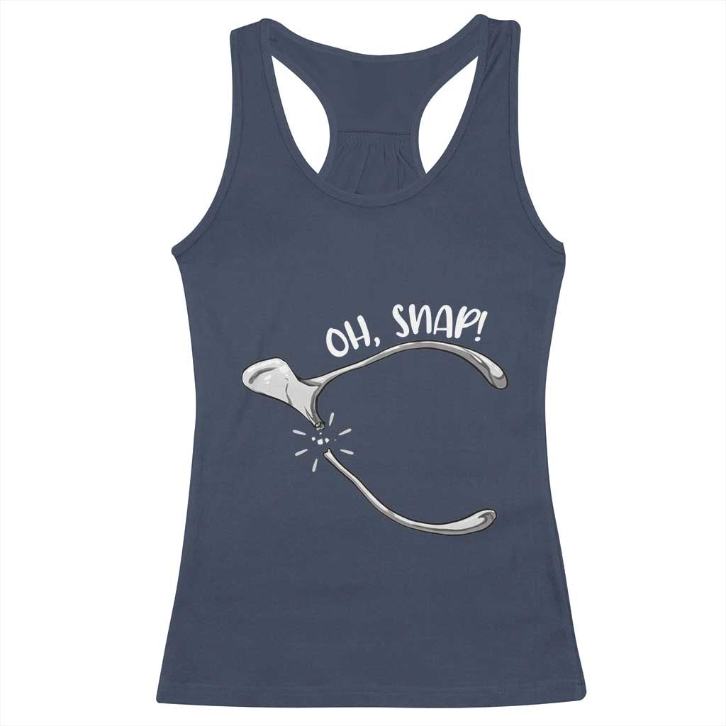 Funny Thanksgiving Oh Snap Racerback Tank Top Turkey Wishbone TS11 Navy Print Your Wear