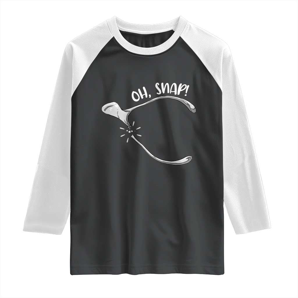 Funny Thanksgiving Oh Snap Raglan Shirt Turkey Wishbone TS11 Black White Print Your Wear