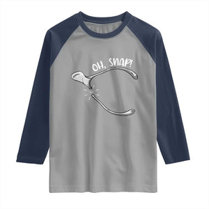 Funny Thanksgiving Oh Snap Raglan Shirt Turkey Wishbone TS11 Sport Gray Navy Print Your Wear