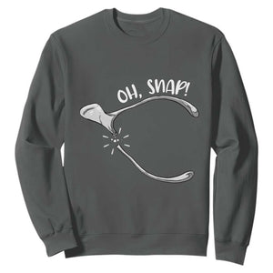 Funny Thanksgiving Oh Snap Sweatshirt Turkey Wishbone TS11 Dark Heather Print Your Wear