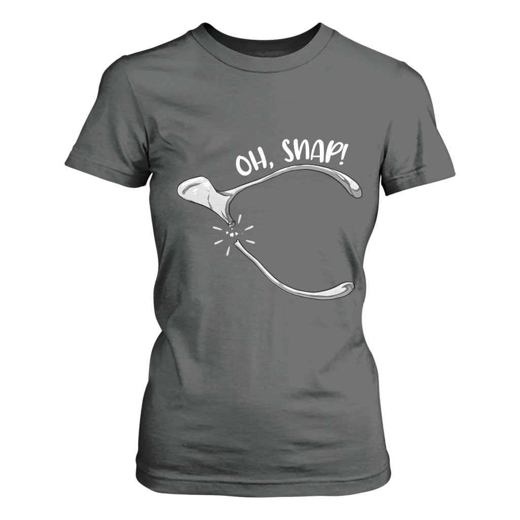 Funny Thanksgiving Oh Snap T Shirt For Women Turkey Wishbone TS11 Dark Heather Print Your Wear