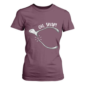 Funny Thanksgiving Oh Snap T Shirt For Women Turkey Wishbone TS11 Maroon Print Your Wear